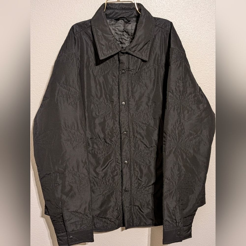 NWT Kohl's Quilted Leaf Fern Pattern Snap-Front Jacket Black XL Shacket Premium